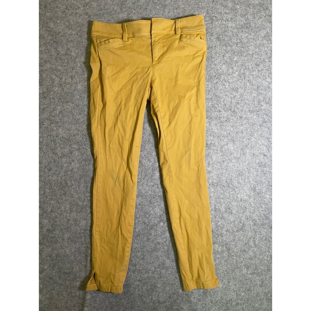 Loft Marisa Skinny Ankle Pants Mustard Yellow Size 0P Petite Slim Fit Slit Hem